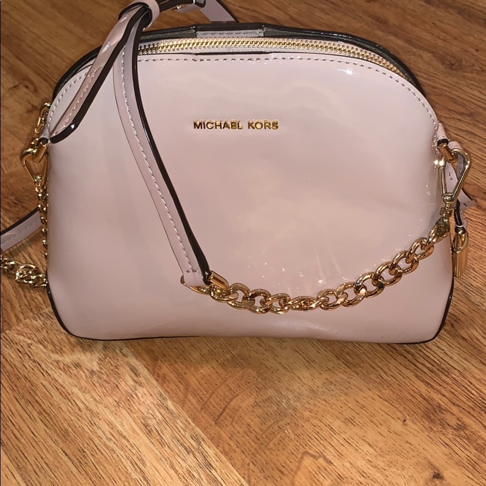 Michael Kors Pink Patent Leather Cross Body Bag